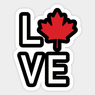 Canada Love Design with Canadian Maple Leaf -wht Sticker